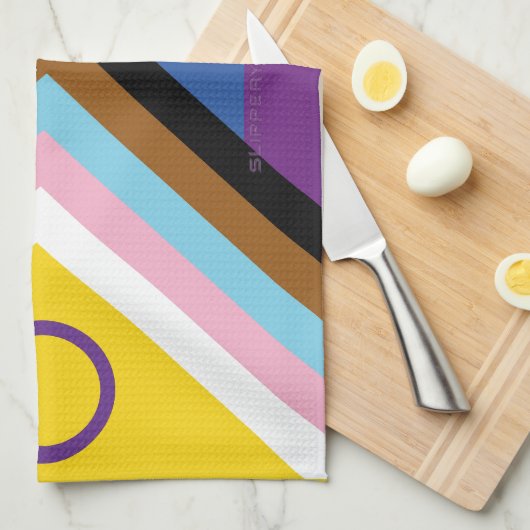 SlipperyJoe Intersex Progress Flag Regenbogen Geschirrtuch (Viertel Falte)