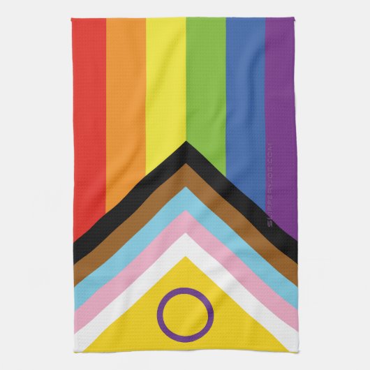 SlipperyJoe Intersex Progress Flag Regenbogen Geschirrtuch (Vertikal)