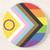 SlipperyJoe Intersex Progress Flag Regenbogen Getränkeuntersetzer (Vorne)