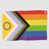 SlipperyJoe Intersex Progress Flag Regenbogen Golfhandtuch (Horizontal)