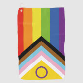 SlipperyJoe Intersex Progress Flag Regenbogen Golfhandtuch (Vorderseite)