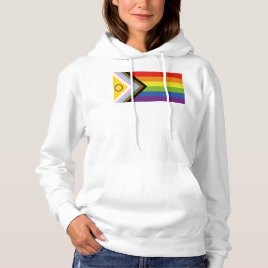 SlipperyJoe Intersex Progress Flag Regenbogen Hoodie (Vorderseite)
