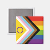 SlipperyJoe Intersex Progress Flag Regenbogen Magnet (Vorderseite/Rückseite)
