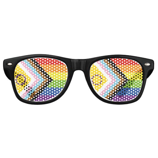 SlipperyJoe Intersex Progress Flag Regenbogen Partybrille (Vorderseite)