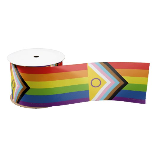 SlipperyJoe Intersex Progress Flag Regenbogen Satinband (Spule)