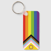 SlipperyJoe Intersex Progress Flag Regenbogen Schlüsselanhänger (Vorderseite)