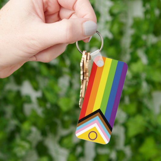 SlipperyJoe Intersex Progress Flag Regenbogen Schlüsselanhänger (Hand)