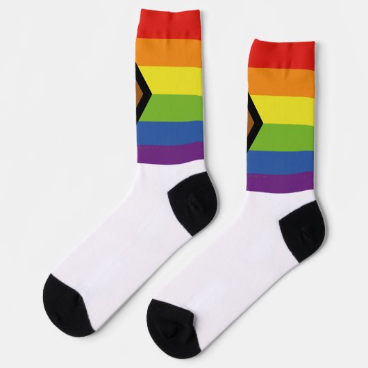 SlipperyJoe Intersex Progress Flag Regenbogen Socken (Linkes Detail)