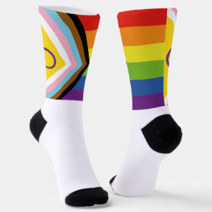 SlipperyJoe Intersex Progress Flag Regenbogen Socken