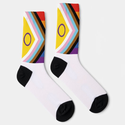 SlipperyJoe Intersex Progress Flag Regenbogen Socken (Rechts)