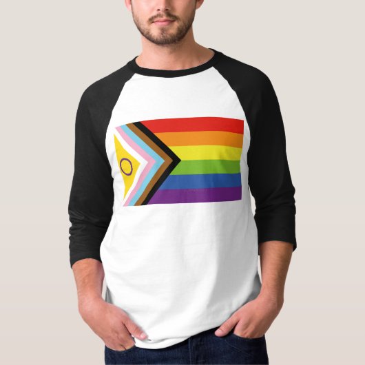 SlipperyJoe Intersex Progress Flag Regenbogen T-Shirt (Vorderseite)