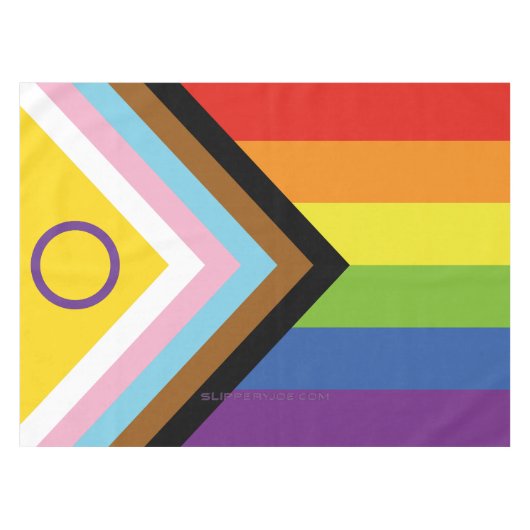 SlipperyJoe Intersex Progress Flag Regenbogen Tischdecke (Vorderseite (Horizontal))