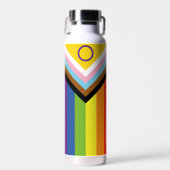 SlipperyJoe Intersex Progress Flag Regenbogen Trinkflasche (Vorne)