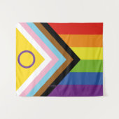 SlipperyJoe Intersex Progress Flag Regenbogen Wandteppich (Vorderseite (Horizontal))