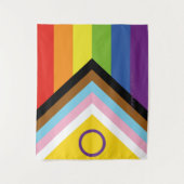 SlipperyJoe Intersex Progress Flag Regenbogen Wandteppich (Vorderseite)