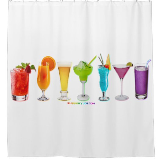 SlipperyJoe jubelt Alkoholcocktails LGBTQIA Gay Duschvorhang (Vorderseite)