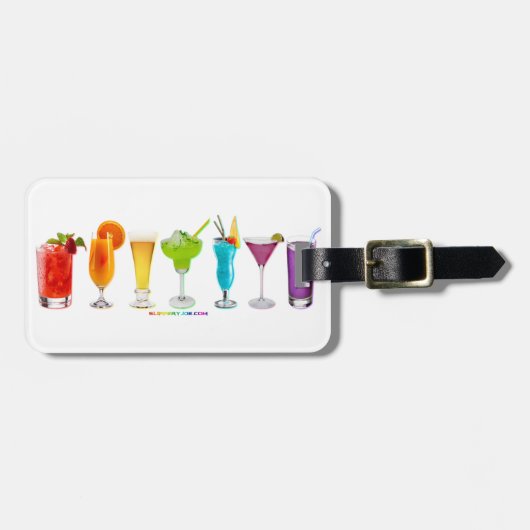 SlipperyJoe jubelt Alkoholcocktails LGBTQIA Gay Gepäckanhänger (Vorderseite horizontal)
