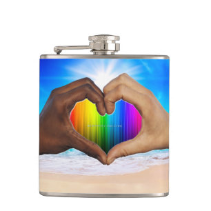 SlipperyJoe lebendiger Regenbogen-Verlauf Herz int Flachmann