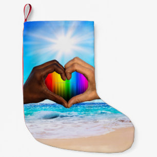SlipperyJoe lebendiger Regenbogen-Verlauf Herz int Kleiner Weihnachtsstrumpf