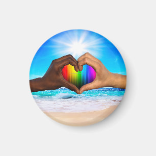 SlipperyJoe lebendiger Regenbogen-Verlauf Herz int Magnet