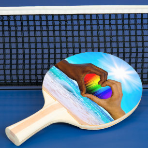SlipperyJoe lebendiger Regenbogen-Verlauf Herz int Tischtennis Schläger