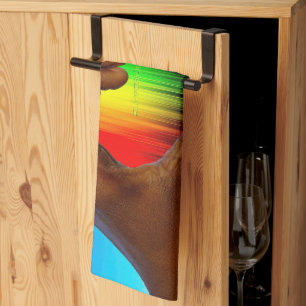 SlipperyJoe lebendiger Regenbogen-Verlaufs-Herz in Geschirrtuch