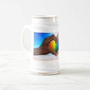 SlipperyJoe lebendiger Regenbogenfarbverlauf Herz  Bierglas