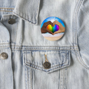 SlipperyJoe lebendiger Regenbogenfarbverlauf Herz Button