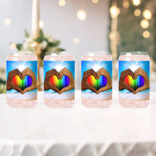 SlipperyJoe lebendiger Regenbogenfarbverlauf Herz Dosenglas