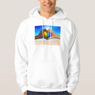 SlipperyJoe lebendiger Regenbogenfarbverlauf Herz Hoodie