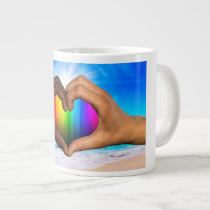 SlipperyJoe lebendiger Regenbogenfarbverlauf Herz  Jumbo-Tasse