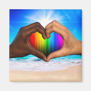 SlipperyJoe lebendiger Regenbogenfarbverlauf Herz  Magnet