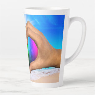SlipperyJoe lebendiger Regenbogenfarbverlauf Herz  Milchtasse