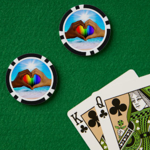 SlipperyJoe lebendiger Regenbogenfarbverlauf Herz Pokerchips