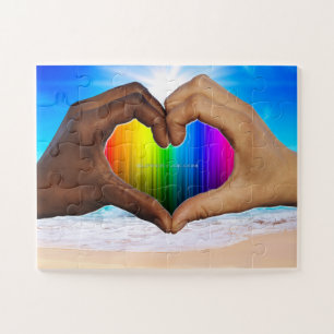 SlipperyJoe lebendiger Regenbogenfarbverlauf Herz  Puzzle