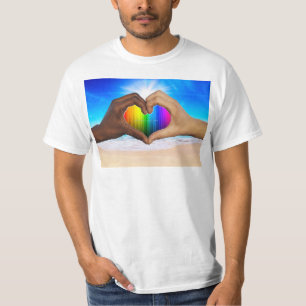 SlipperyJoe lebendiger Regenbogenfarbverlauf Herz T-Shirt