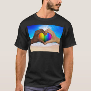SlipperyJoe lebendiger Regenbogenfarbverlauf Herz  T-Shirt