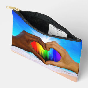 SlipperyJoe lebendiger Regenbogenfarbverlauf Herz Zubehörtasche
