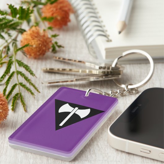 SlipperyJoe Lesbian Stolz Fahne kraftvoll Gay Femi Schlüsselanhänger (Vorderseite rechts)