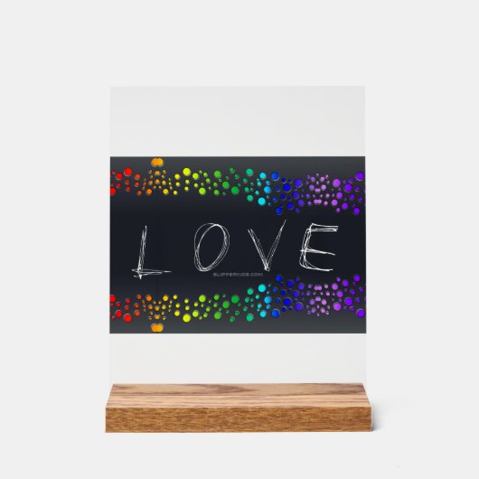 SlipperyJoe Liebe Blasen rot-orange-gelb-grün c Acrylschild (Vorderseite)