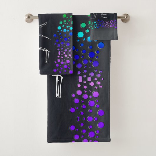 SlipperyJoe Liebe Blasen rot-orange-gelb-grün c Badhandtuch Set (Insitu)