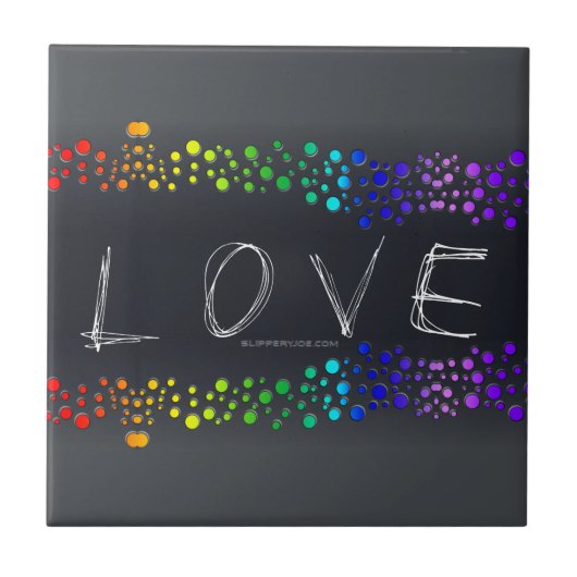 SlipperyJoe Liebe Blasen rot-orange-gelb-grün c Fliese (Vorderseite)