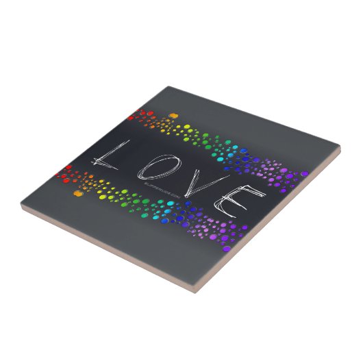 SlipperyJoe Liebe Blasen rot-orange-gelb-grün c Fliese (Seite)