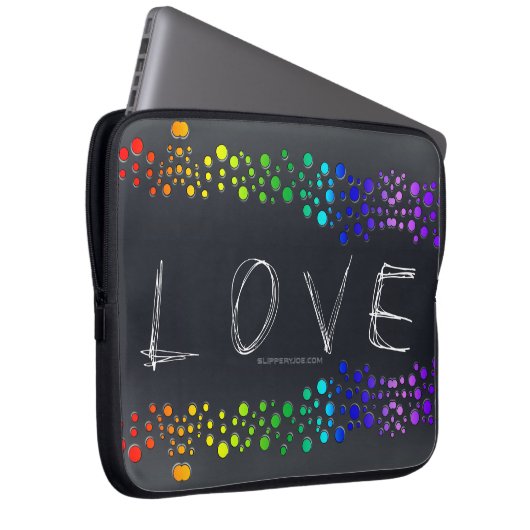 SlipperyJoe Liebe Blasen rot-orange-gelb-grün c Laptopschutzhülle (Vorne Rechts)