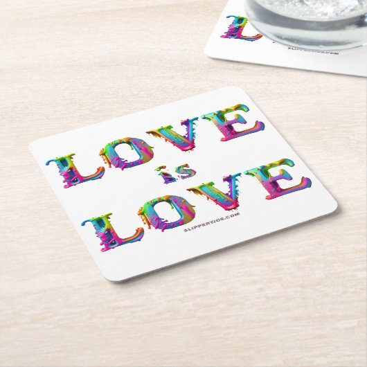 SlipperyJoe Liebe ist Liebe tropfend schmelzend dy Rechteckiger Pappuntersetzer (angewinkelt)