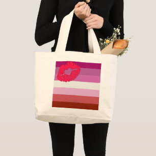 SlipperyJoe Lippenstift lesbische Pride-Flagge fem Jumbo Stoffbeutel