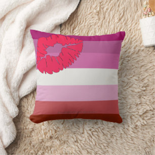SlipperyJoe Lippenstift lesbische Pride-Flagge fem Kissen