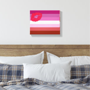 SlipperyJoe Lippenstift lesbische Pride-Flagge fem Leinwanddruck