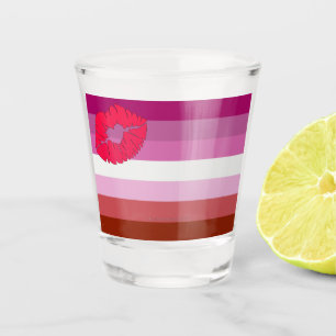 SlipperyJoe Lippenstift lesbische Pride-Flagge fem Schnapsglas