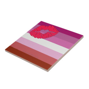 SlipperyJoe Lippenstift Lesbische Strichflagge Fem Fliese